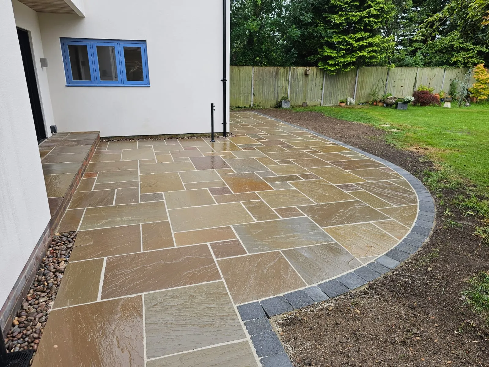 New patio area with circular